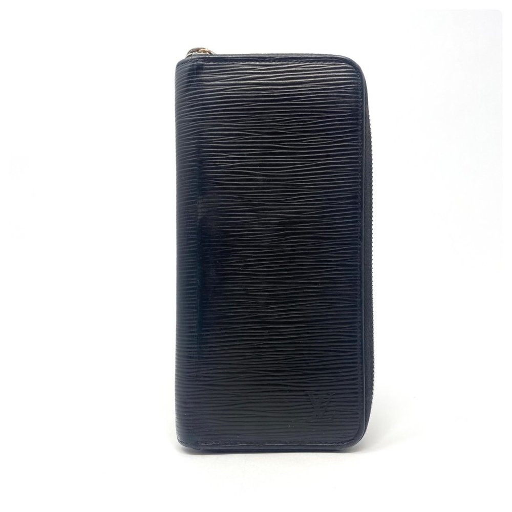 Louis Vuitton Black Epi Leather Zip Wallet with Gold Zipper